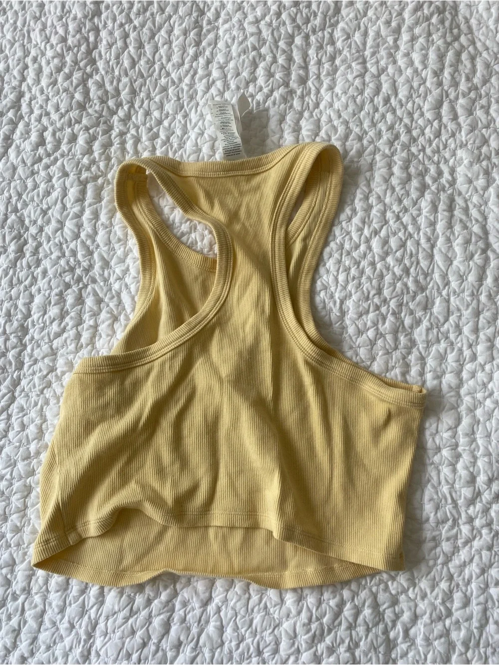 ALO Ribbed Halter Cropped Tank/Sports Bra in Butter Yellow Size M